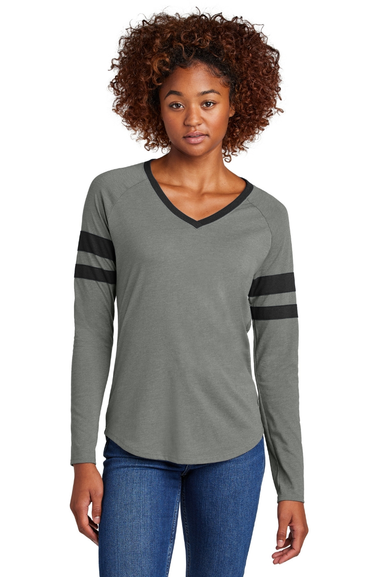 Picture of Sport-Tek Ladies Halftime Stripe Long Sleeve V-Neck Tee LST6043