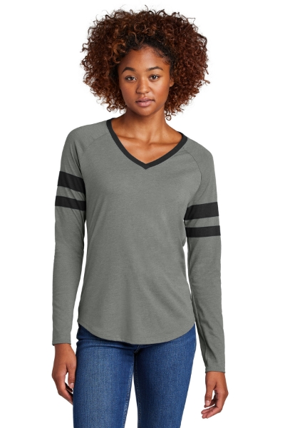 Picture of Sport-Tek Ladies Halftime Stripe Long Sleeve V-Neck Tee LST6043