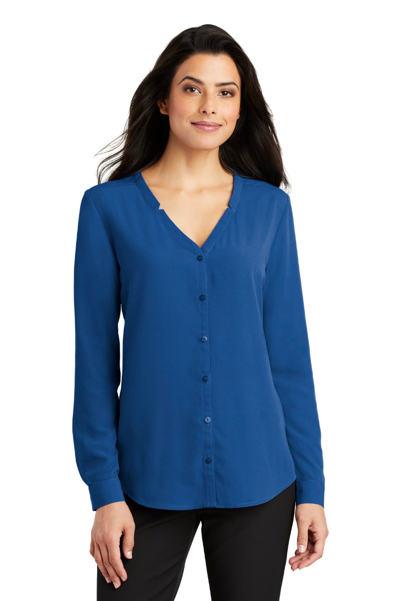 Picture of Port Authority Ladies Long Sleeve Button-Front Blouse. LW700